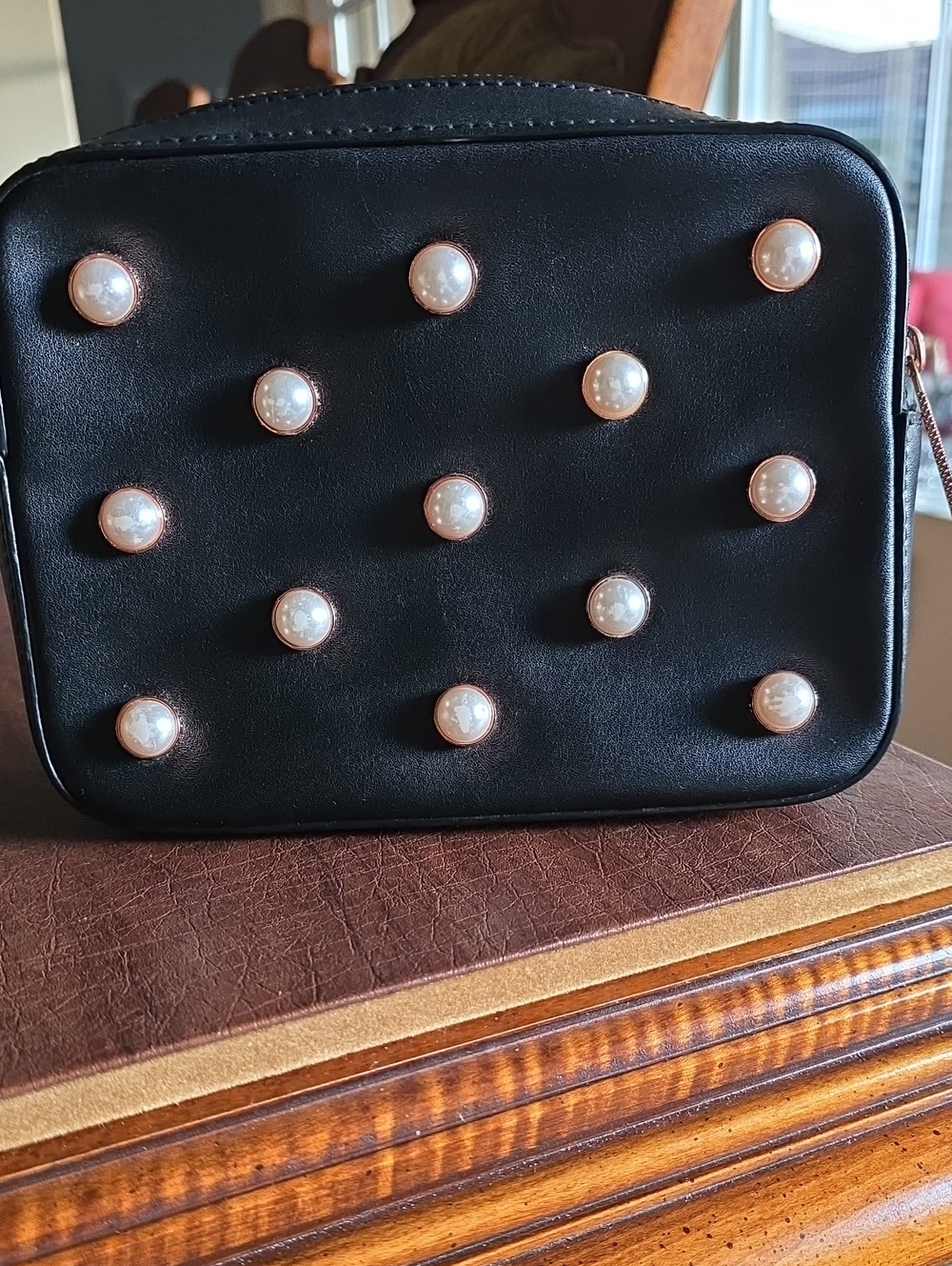 Ted Baker London Black Crossbody with Rose Gold Hardware